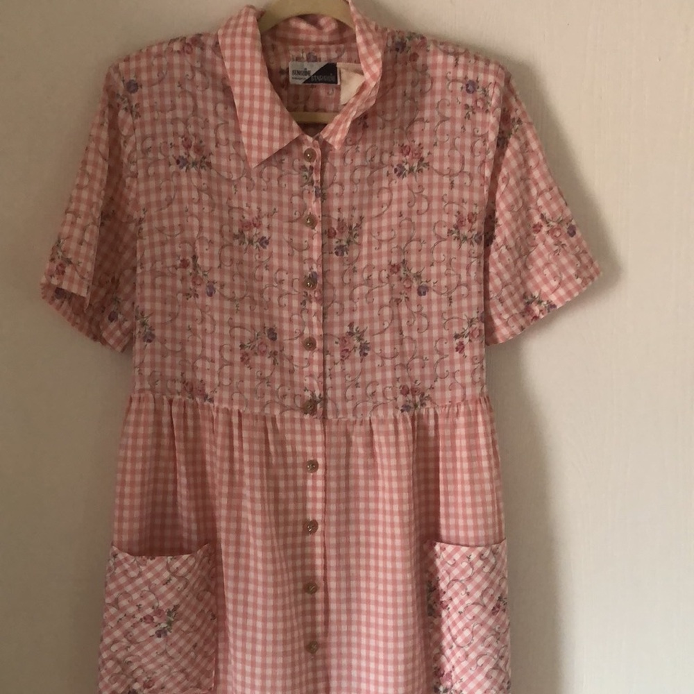 Women’s rare modest VTG cottagecore plaid pink Women's modest dress